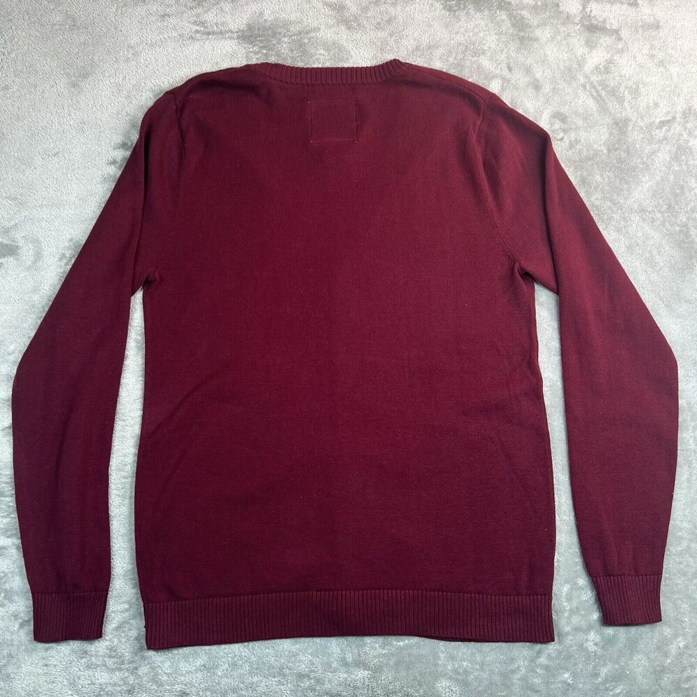 Mossimo Sweater Adult Small Burgundy Reindeer Novelty Ugly Christmas Cardigan - Picture 2 of 5